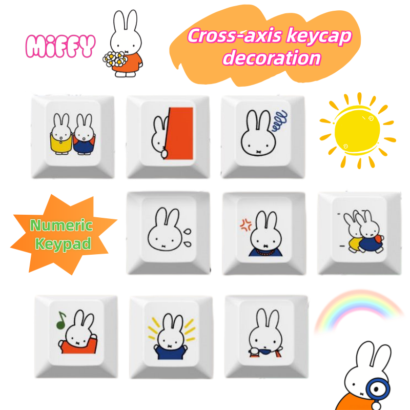 Gaming Keyboard Mechanical - Keycap kelinci Miffy baru, kartun lucu,