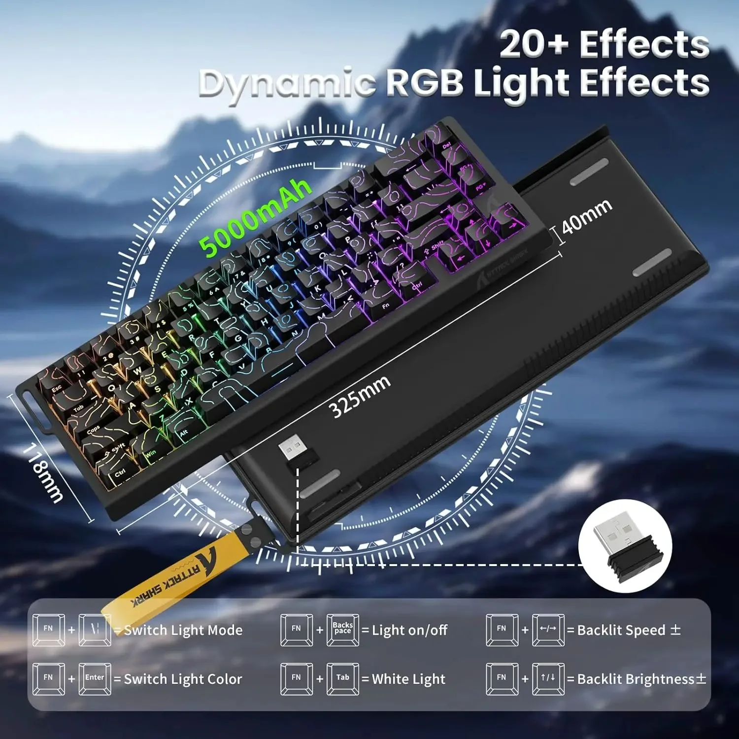 Keyboard Gaming Mac - Keyboard Gaming Nirkabel Attack Shark X68PRO