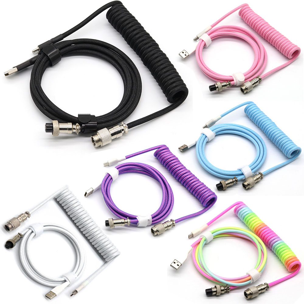 Gaming Keyboard Type C - Kabel gulung Keyboard mekanis, kawat tipe
