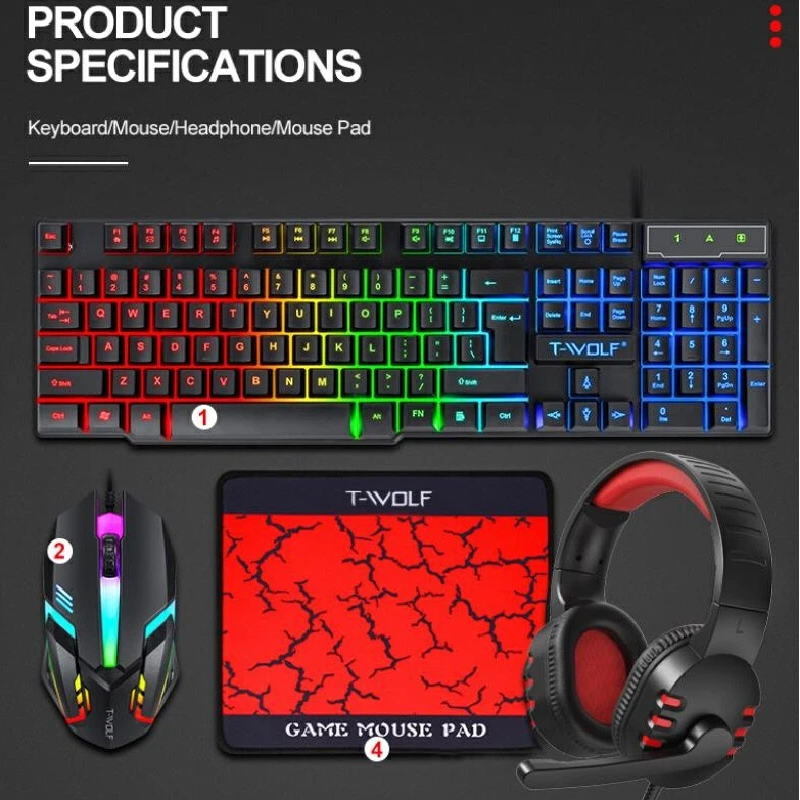 Gaming Keyboard And Mouse Combo - Keyboard Gaming Combo 4 in 1