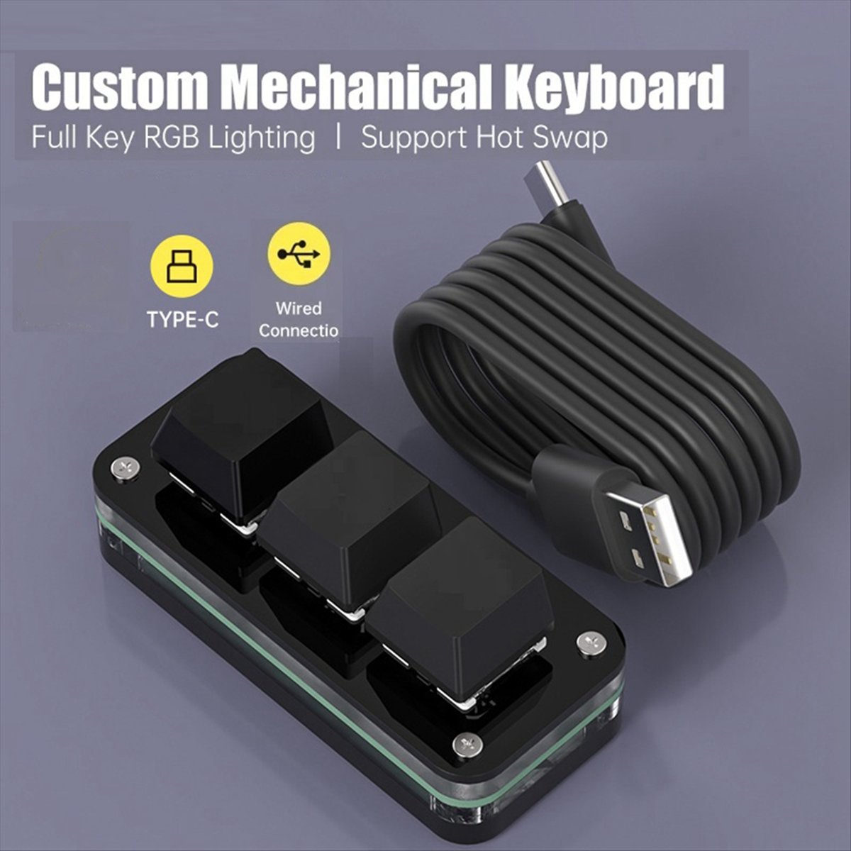 Keyboard Gaming Black - Doyou 3 Tombol Pemrograman Makro Mini