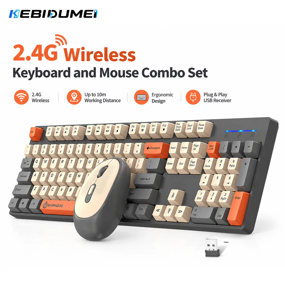 Gaming Keyboard And Mouse Set - KEBIDUMEI Set Keyboard dan Mouse Nirkabel