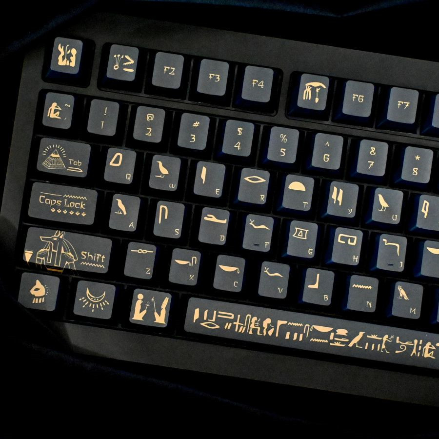 Keyboard Gaming Black - 142 kunci Firaun Keycap PBT bahan