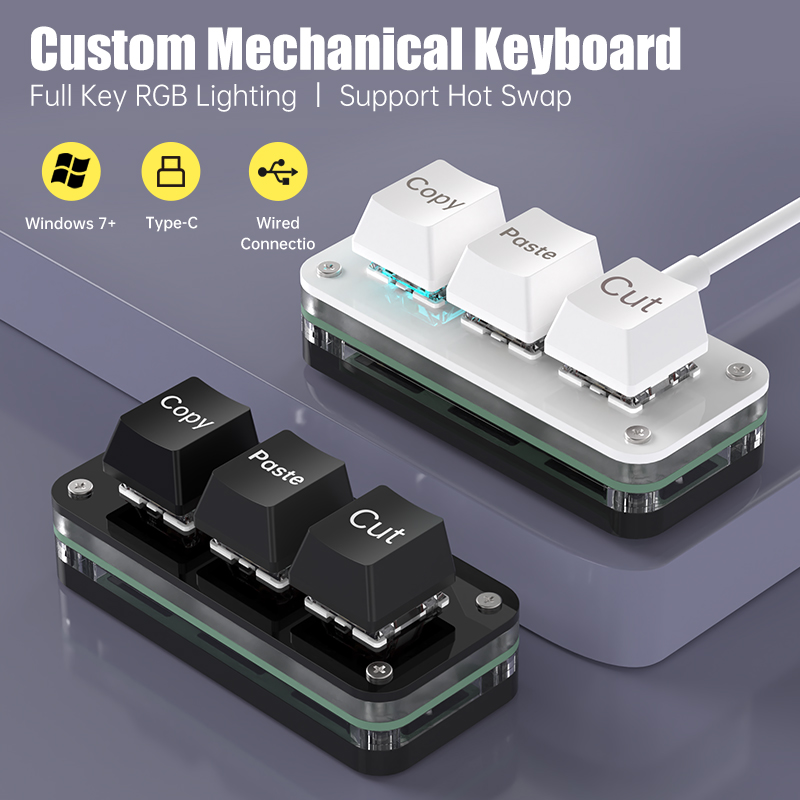 Gaming Keyboard Mini - 3 Tombol Pemrograman Makro Mini Keyboard