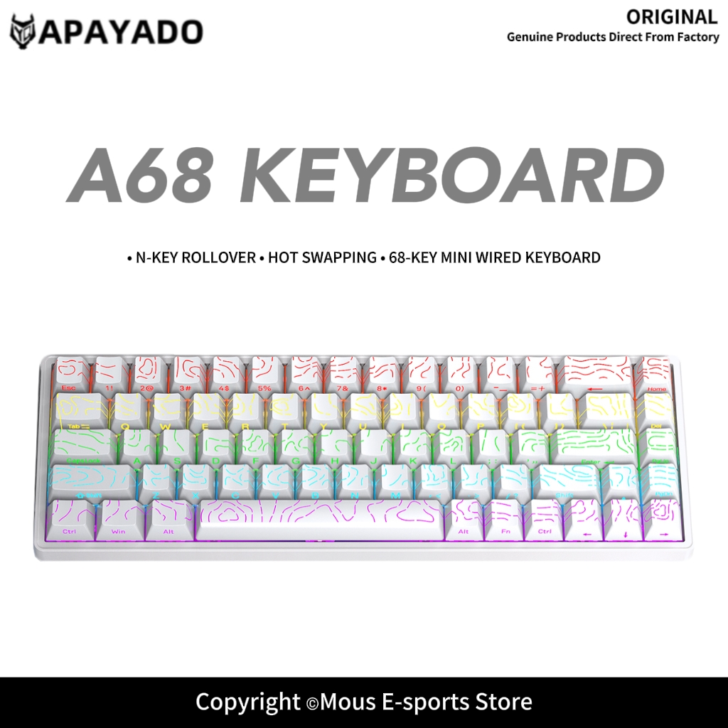 Gaming Keyboard Bundle - APAYADO A68 Keyboard Mekanis Berkabel Hot