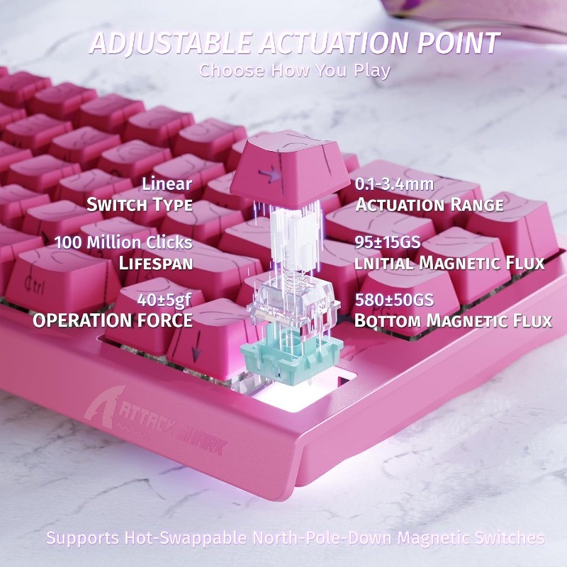 Keyboard ATTACK SHARK X68 HE 8 - Keyboard Gaming Mac ulasan dan harga