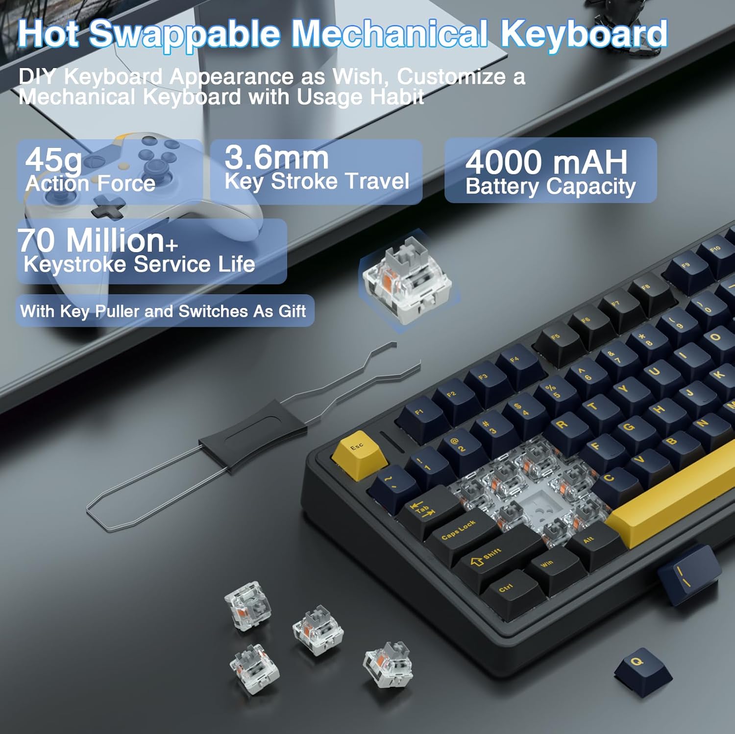 Keyboard Mekanik Aula F75, Tom - Gaming Keyboard No Number Pad ulasan dan harga