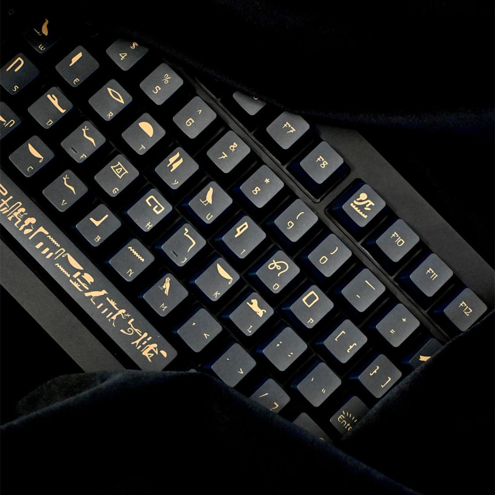 142 kunci Firaun Keycap PBT ba - Keyboard Gaming Black ulasan dan harga