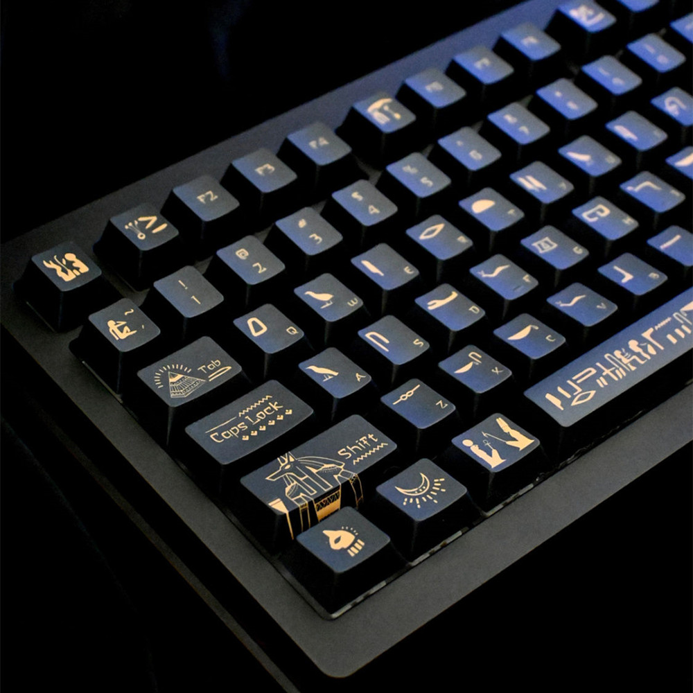 142 kunci Firaun Keycap PBT ba - Keyboard Gaming Black ulasan dan harga